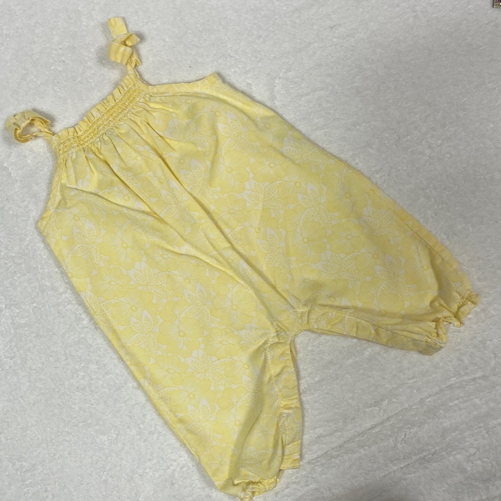 Janie & jack pretty yellow sleeveless summer romper 0/3m
